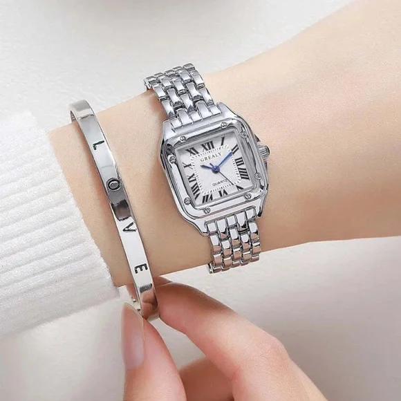 Panthere Classic Rectangle Stainless Steel Silver Panthere Classic Rectangle Stainless Steel Gold Watch main image 2